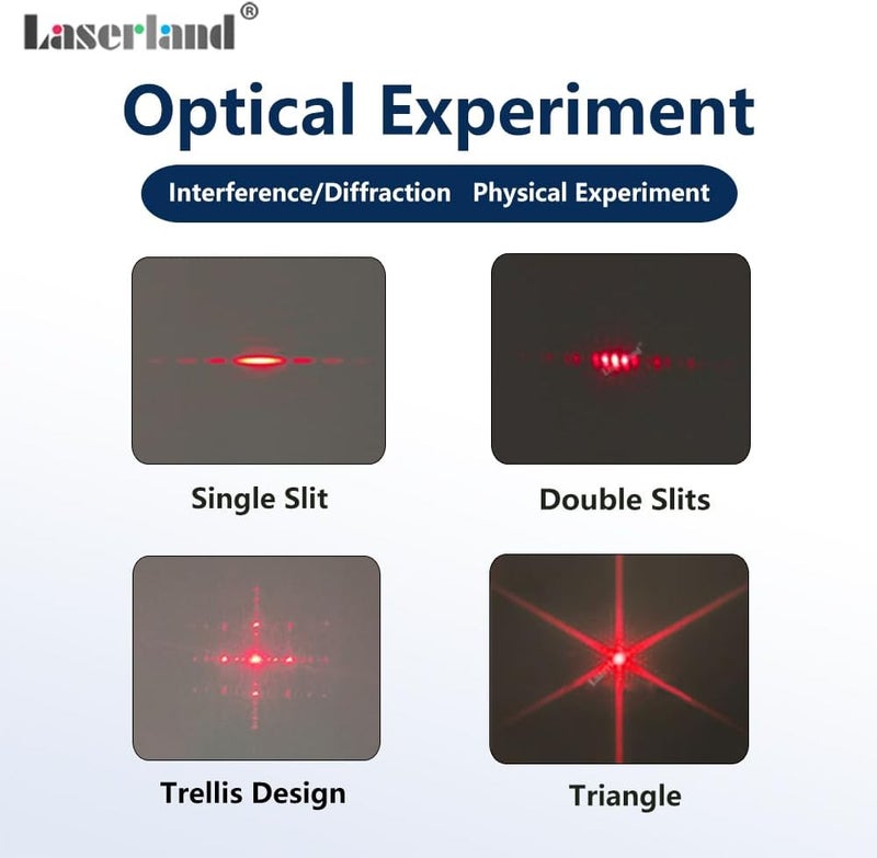 Laserlands مجموعة تجربة الشق المزدوج من يونغ - شق واحد، شقوق مزدوجة، تداخل، شبكة حيود، مجموعة تجارب بصرية فيزيائية، عناصر بصرية - Image 3