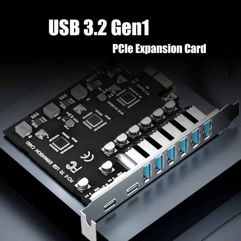 GLOTRENDS GLOTREND U6A2C 8-Port PCIe USB Expansion Card, 2 Type-C & 6 Type-A Ports (USB 3.2 Gen 1), Compatible with Windows Linux (Not for Mac OS) - Image 1