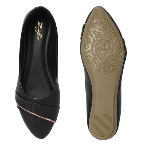 ZaySoo Women's Pointy Toe Loafer Flat Comfortable Faux Leather Work Shoes,Cute Penny Loafer Slip On Ballet Flat (Black, UK Footwear Size System, Adult, Women, Numeric, Medium, 7) - Image 4