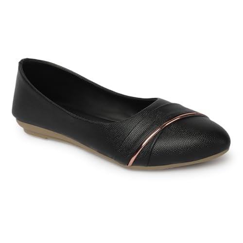 ZaySoo Women's Pointy Toe Loafer Flat Comfortable Faux Leather Work Shoes,Cute Penny Loafer Slip On Ballet Flat (Black, UK Footwear Size System, Adult, Women, Numeric, Medium, 7) - Image 1