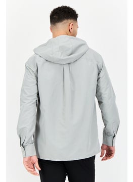 SELECTED Men Solid Hooded Jacket Shirt, Sage Green  - Image 2