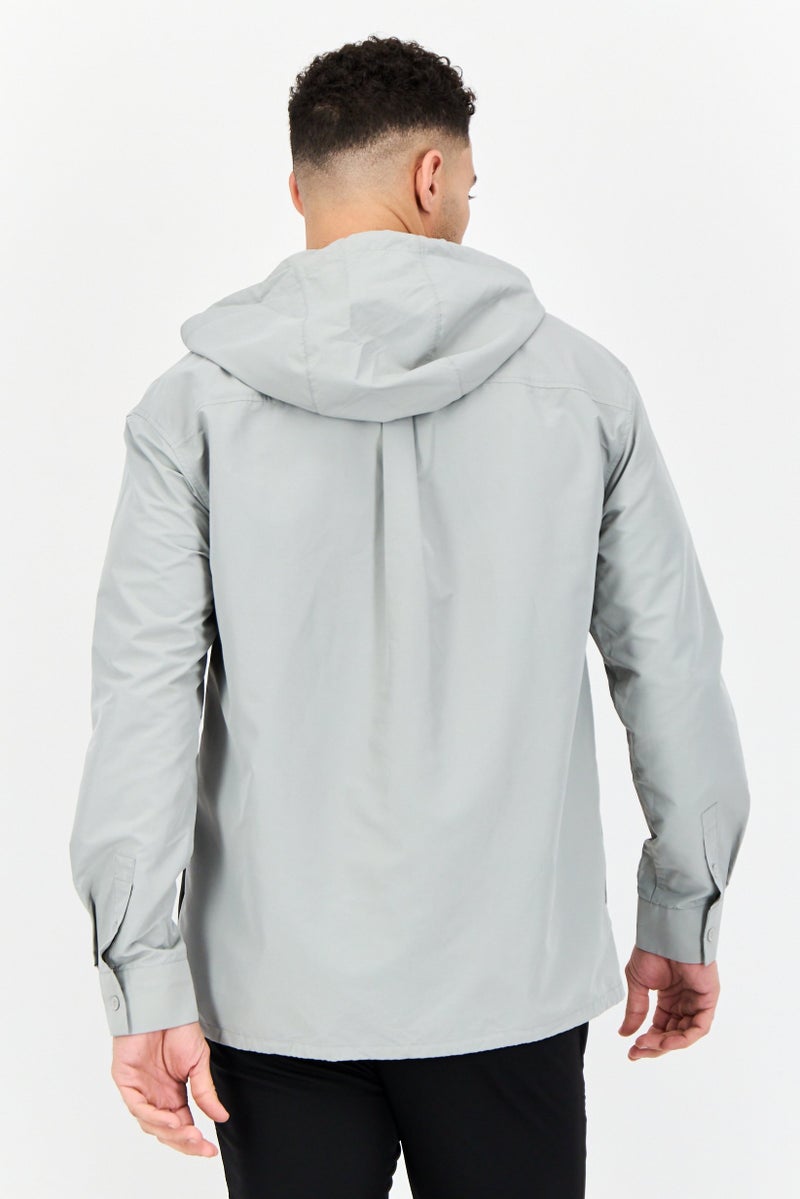 SELECTED Men Solid Hooded Jacket Shirt, Sage Green - Image 2