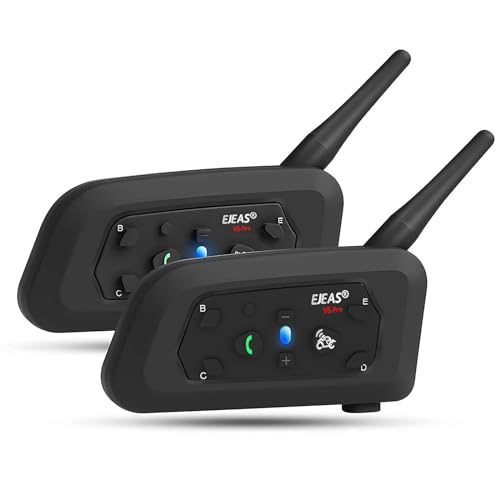 EJEAS V6 Pro Motorcycle Helmet Bluetooth Intercom, 2-Way 1200M Motorcycle Bluetooth Headset Universal Communication System with Noise Cancellation and Waterproof for Dirt Bike/ATV/Snowmobile (2PCS) - Image 1