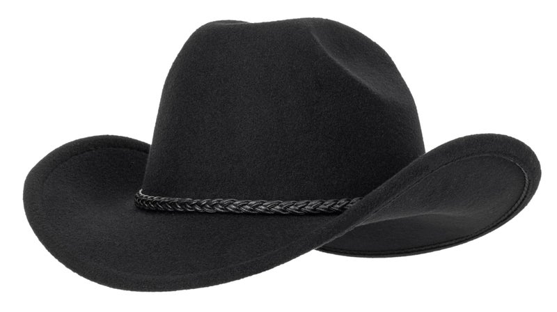 Vikodah Vintage Western Cowboy Hat for Men Women - Wide Brim Cowgirl Fedora Hats with Braided Rope Band Black M - Image 2