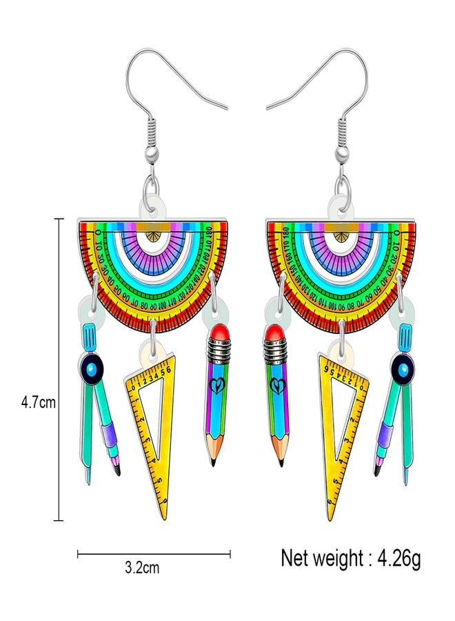 NEWEI Fun Teacher Earrings Back to School Dangle Book Apple Jewelry for Women Crayon Pencil Charms (Math) - Image 5