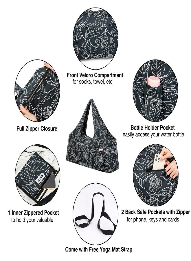 KUAK Extra Large Yoga Mat Bag with Zippered Top & 5 Pockets - Premium Waterproof Fabric Tote with Yoga Mat Carrying Strap for Pilates, Gym, Fitness Block & Gear - Image 2