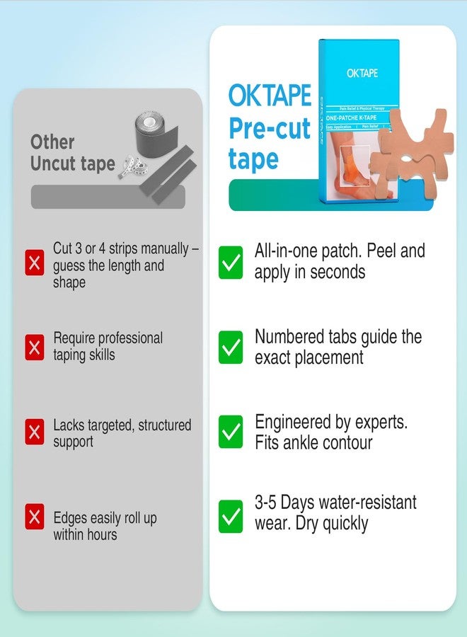 OK TAPE Precut Kinesiology Ankle Tape, 10 Pcs, Pain Relief, Prevent Ankle Sprain, Provide Support for Ankle Ligament, Elastic Athletic Tape, Breathable Kinetic Tape for Daily use - BPink - Image 5