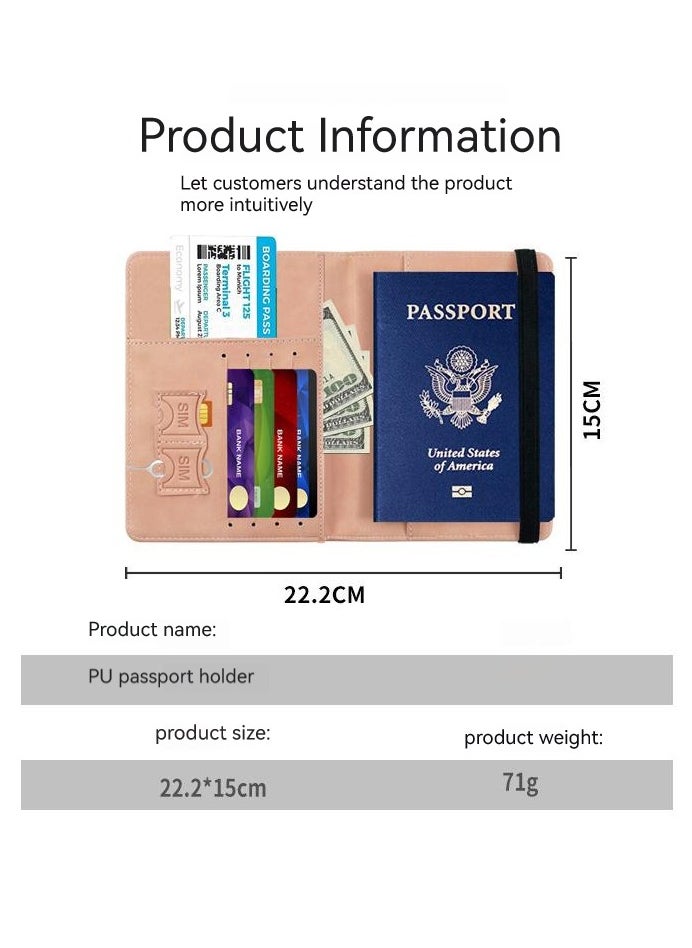 Beauenty Passport Holder With Luggage Tag Cover Wallet RFID Blocking Leather Case Travel Essentials Accessories Travel Must Have (Pink)  - Image 3