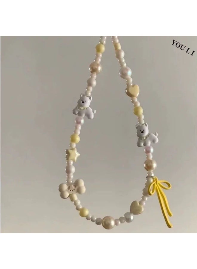 NIBEMINENT Phone Charm/ Chain Strap for Women Girls, Cartoon Niche Cell Phone Case Lanyard Wrist Strap