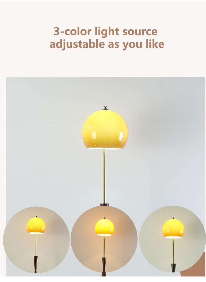 Onelight - Mushroom Design Floor Lamp with Handmade Glass Sunset Color Shade Three Color Lighting Wooden Base with Foot Switch Modern Standing Lamp for Home Decor Stylish Floor Lighting - Image 1