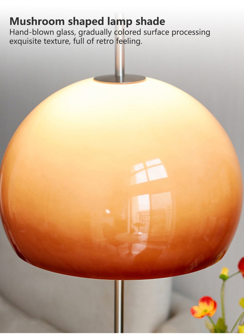 Onelight - Mushroom Design Floor Lamp with Handmade Glass Sunset Color Shade Three Color Lighting Wooden Base with Foot Switch Modern Standing Lamp for Home Decor Stylish Floor Lighting - Image 1