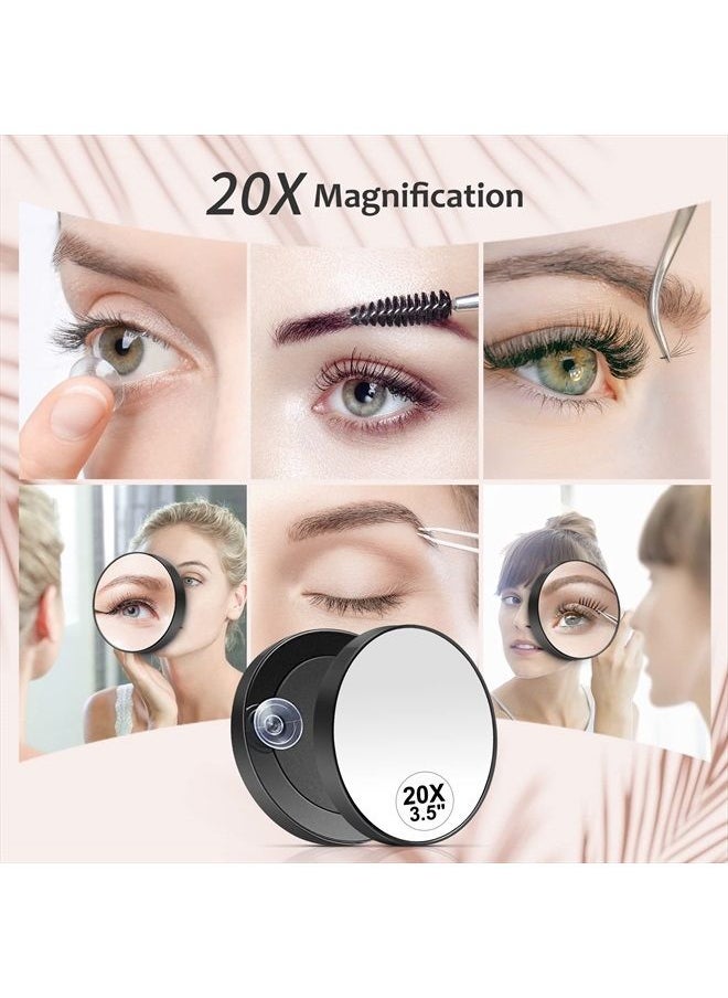 20X Magnifying Mirror, 20X Magnifying Mirror Suction Cup and Tweezers, As a Mganifying Makeup Mirror, Pocket Mirror Set for Eyes Makeup 3.5 Inches