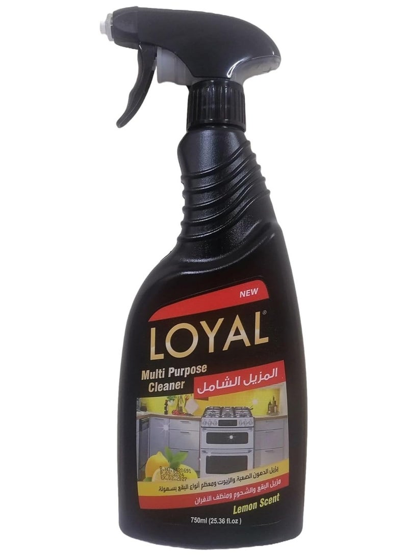 لويال منظف ​​متعدد الأغراض من لويال - يزيل الشحوم والأوساخ والأوساخ الصعبة من بلاط المطبخ والطهي والفرن والستانلس ستيل وأواني الطبخ والمقالي والأطباق برائحة الليمون، 750 مل - Image 1