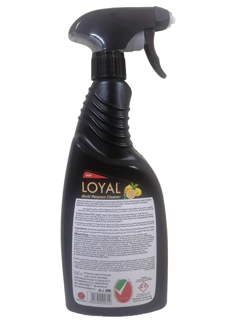 لويال منظف ​​متعدد الأغراض من لويال - يزيل الشحوم والأوساخ والأوساخ الصعبة من بلاط المطبخ والطهي والفرن والستانلس ستيل وأواني الطبخ والمقالي والأطباق برائحة الليمون، 750 مل - Image 2