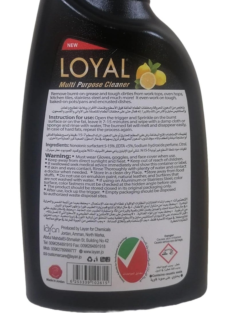 لويال منظف ​​متعدد الأغراض من لويال - يزيل الشحوم والأوساخ والأوساخ الصعبة من بلاط المطبخ والطهي والفرن والستانلس ستيل وأواني الطبخ والمقالي والأطباق برائحة الليمون، 750 مل - Image 3