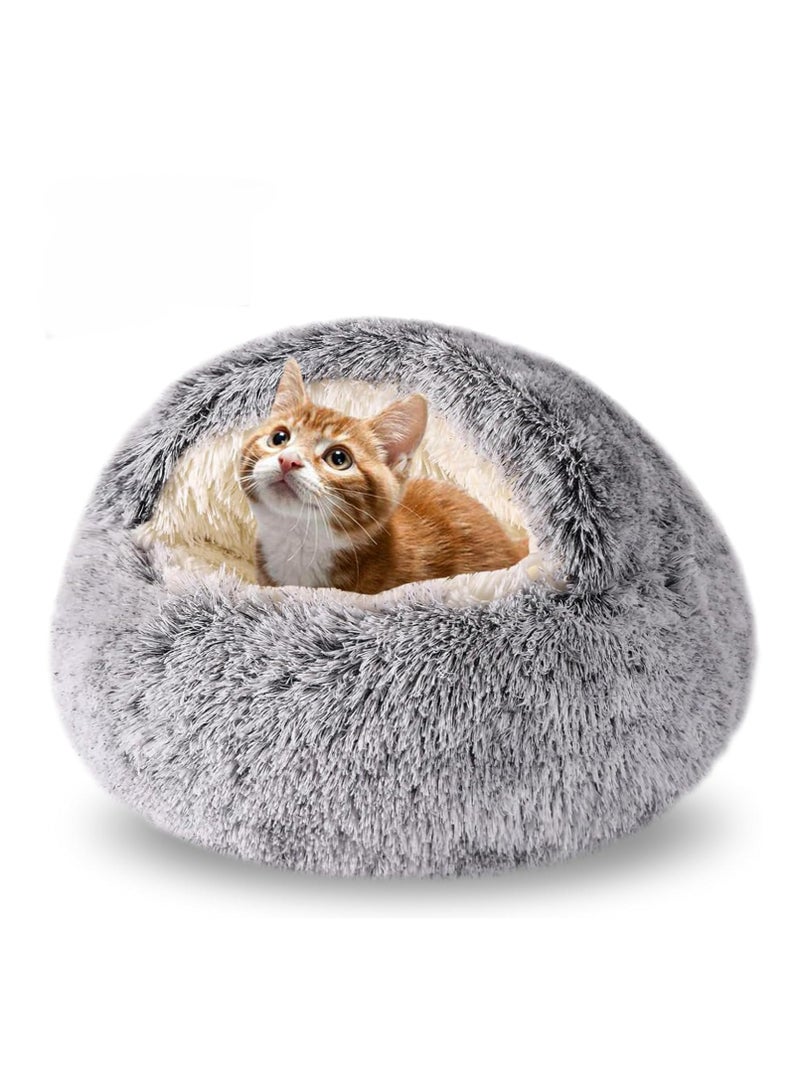 عام السرير للكلاب والقطط الهادئ مع غطاء، السرير المستدير للحيوانات الصغيرة والمتوسطة الحجم، مضاد للانزلاق بأصال فرو الفحل اللطيف، السرير الحيواني المريح والدافئ. - Image 1