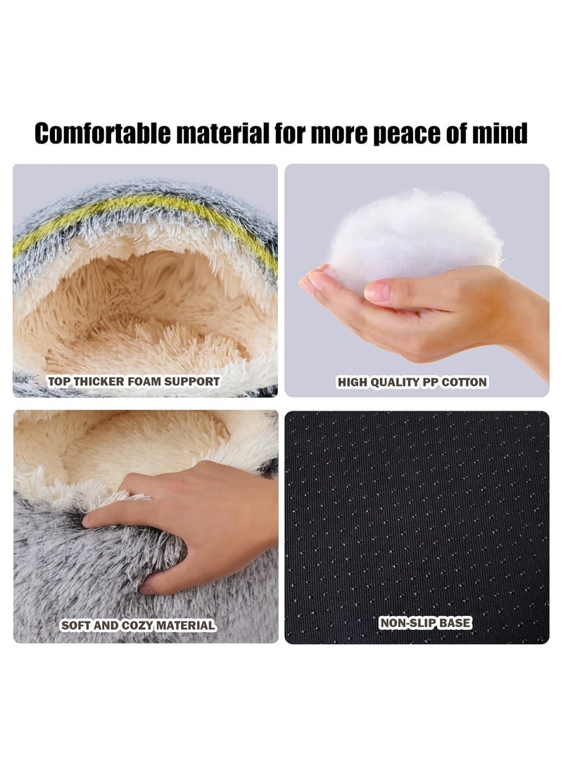 عام السرير للكلاب والقطط الهادئ مع غطاء، السرير المستدير للحيوانات الصغيرة والمتوسطة الحجم، مضاد للانزلاق بأصال فرو الفحل اللطيف، السرير الحيواني المريح والدافئ. - Image 2