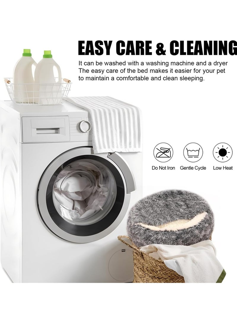 عام السرير للكلاب والقطط الهادئ مع غطاء، السرير المستدير للحيوانات الصغيرة والمتوسطة الحجم، مضاد للانزلاق بأصال فرو الفحل اللطيف، السرير الحيواني المريح والدافئ. - Image 5