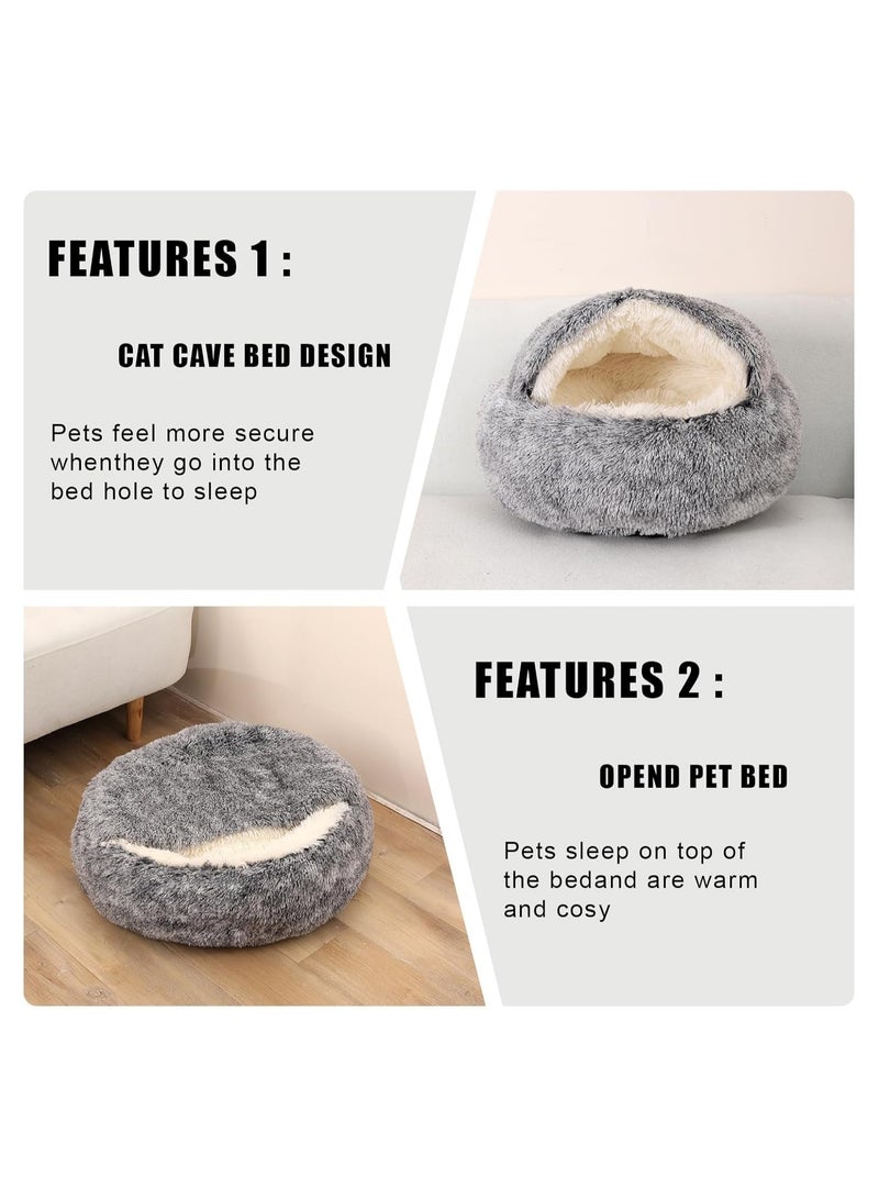 عام السرير للكلاب والقطط الهادئ مع غطاء، السرير المستدير للحيوانات الصغيرة والمتوسطة الحجم، مضاد للانزلاق بأصال فرو الفحل اللطيف، السرير الحيواني المريح والدافئ. - Image 4