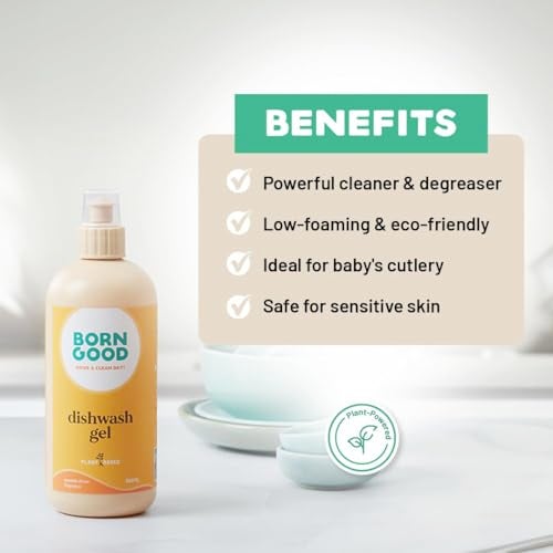 Born Good Industrial Grade Natural Dishwash Gel | Spanish Citrus | Tough on Grease & Stains | Safe for Hands, Baby Bottles & Pet Bowls | Biodegradable, Non-Toxic, Eco-Friendly | 500ml - Image 2