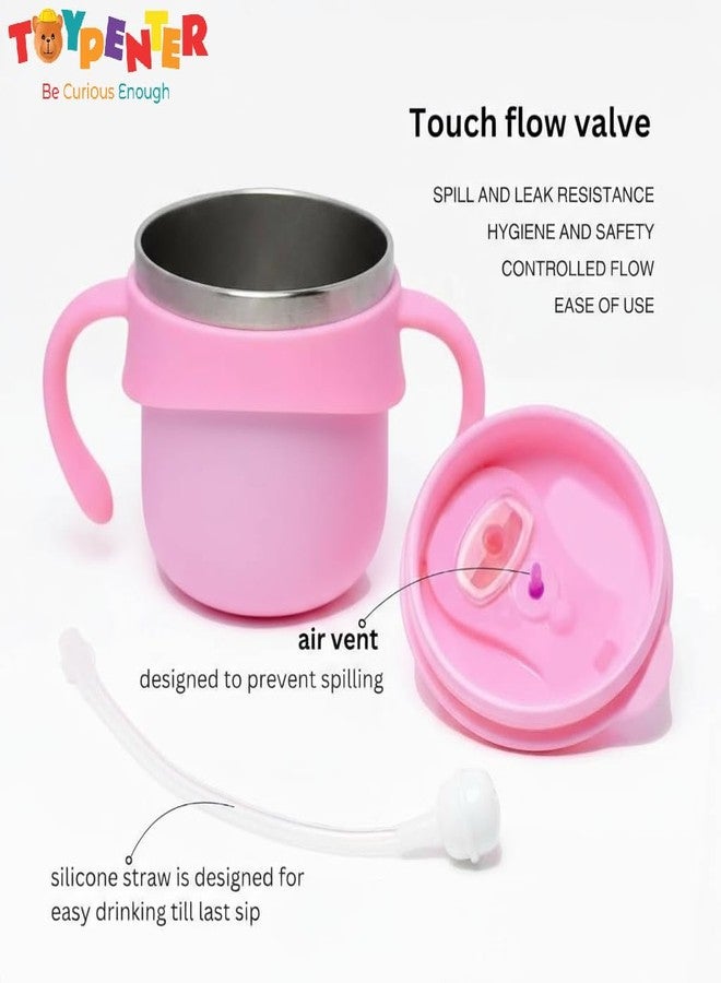 TOYPENTER Stainless Steel Insulated Hot & Cold Sipper Bottle for Kids/Double Wall & Vacuuming/Sipper Cups with Straw/Travelling Water Bottle for Kids with Straw (Pink, 260 ml) - Image 4