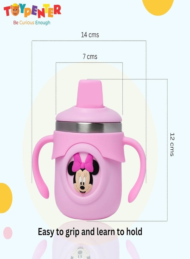 TOYPENTER Stainless Steel Insulated Hot & Cold Sipper Bottle for Kids/Double Wall & Vacuuming/Sipper Cups with Straw/Travelling Water Bottle for Kids with Straw (Pink, 260 ml) - Image 3