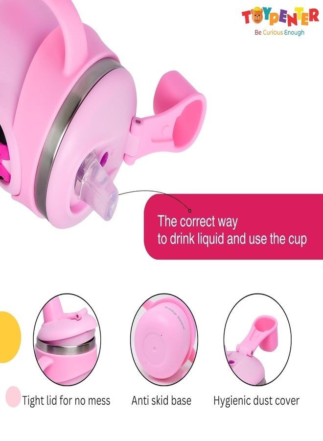 TOYPENTER Stainless Steel Insulated Hot & Cold Sipper Bottle for Kids/Double Wall & Vacuuming/Sipper Cups with Straw/Travelling Water Bottle for Kids with Straw (Pink, 260 ml) - Image 5