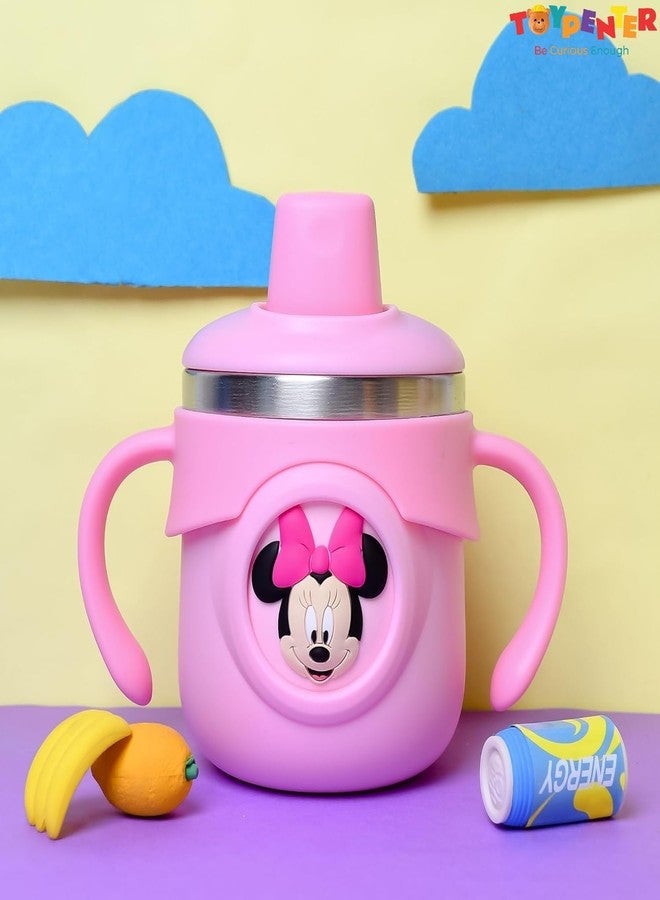 TOYPENTER Stainless Steel Insulated Hot & Cold Sipper Bottle for Kids/Double Wall & Vacuuming/Sipper Cups with Straw/Travelling Water Bottle for Kids with Straw (Pink, 260 ml) - Image 1