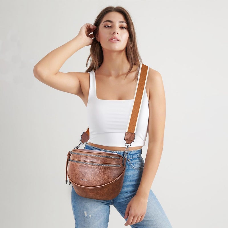 LATMAP Crossbody Sling Bags For Women Bum Purses Handbags Go Free Cross Body Fanny Packs For Woman Mon Shoulder Bag Gifts For Her Brown - Image 2