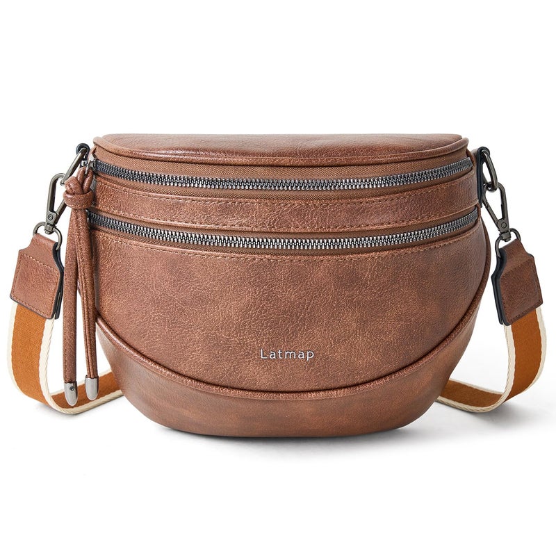 LATMAP Crossbody Sling Bags For Women Bum Purses Handbags Go Free Cross Body Fanny Packs For Woman Mon Shoulder Bag Gifts For Her Brown - Image 1