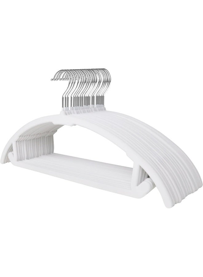 ManGotree 17.6'' Velvet Clothes Hangers, Non-Slip Rounded Felt Hangers, Sturdy & Space-Saving Suit Hangers For Sweaters, Pants, Dresses, Skirts, Coats (White, 10 Pack) - Image 1