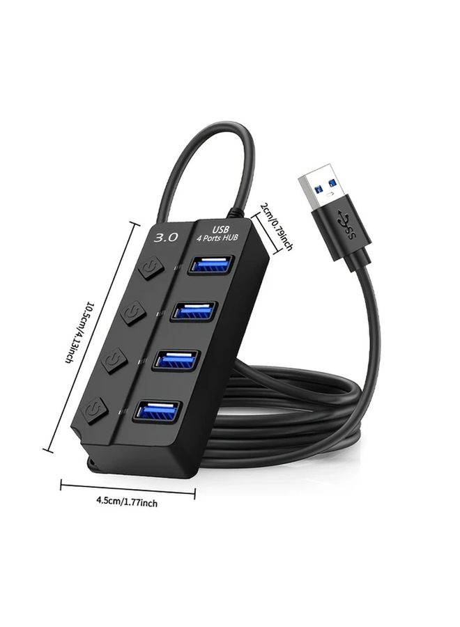 USB 3.0 محور منفذ 4 مع مفتاح فردي كابل 30 سم للكمبيوتر المحمول محرك الأقراص الصلبة - Image 2