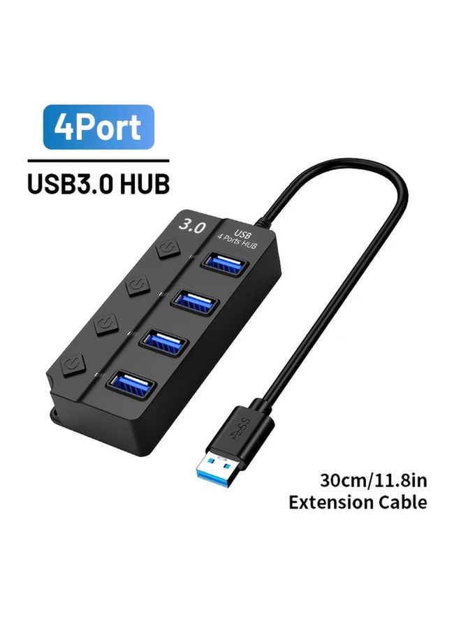 USB 3.0 محور منفذ 4 مع مفتاح فردي كابل 30 سم للكمبيوتر المحمول محرك الأقراص الصلبة - Image 3