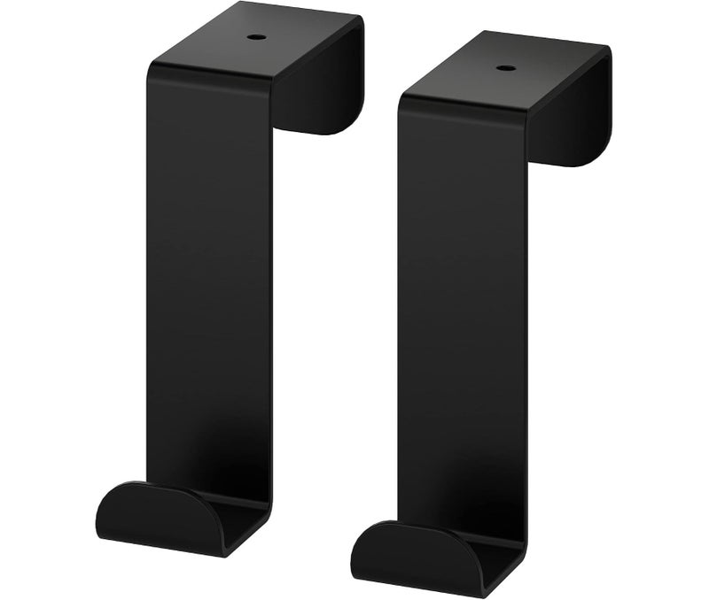 Over Door Hooks Set of 2, No-Drill Door Hooks for Towels and Bathrobes, Space-Saving Hanging Hooks for Bathroom, Bedroom and Home Organization, Black - Image 1