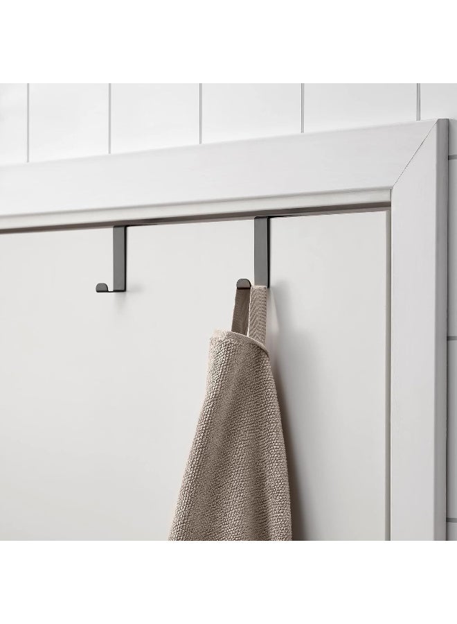Over Door Hooks Set of 2, No-Drill Door Hooks for Towels and Bathrobes, Space-Saving Hanging Hooks for Bathroom, Bedroom and Home Organization, Black - Image 2