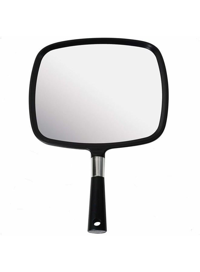 Mirrorvana Large Hand Mirror with Comfy Handle - Black Portable Handheld Mirror - 9" x 13" - Image 1