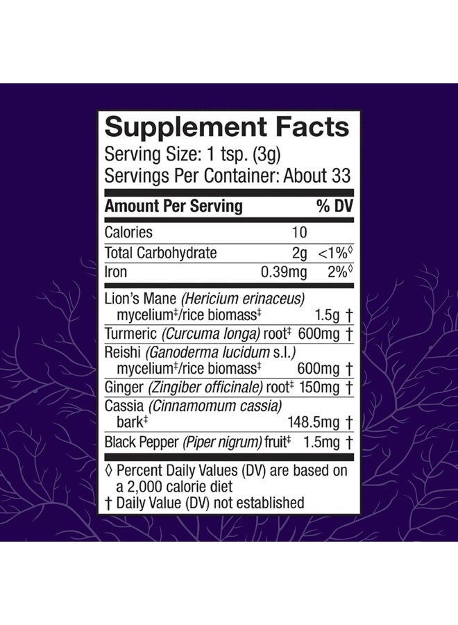 Host Defense MycoBotanicals Brain & Body* Powder - Digestive & Immune Support Supplement with Lion's Mane & Reishi Mushroom - Brain Supplement to Support Memory & Focus - 3.5 oz (33 Servings)* - Image 2