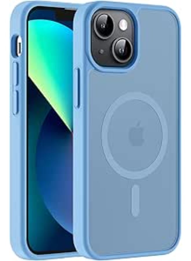 Magnetic iPhone 14 Plus Phone Case, [Compatible with Magsafe] Slim Fit Matte Design Shockproof Bumper Protective Drop Protection Girls Women Boys Men Cover for iPhone 14 Plus (Light Blue) - Image 1