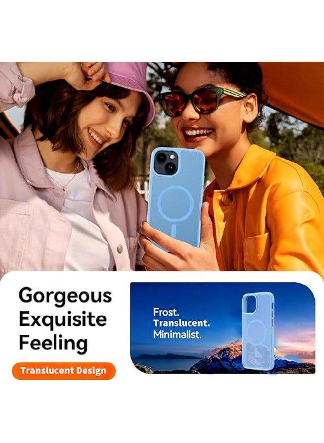 Magnetic iPhone 14 Plus Phone Case, [Compatible with Magsafe] Slim Fit Matte Design Shockproof Bumper Protective Drop Protection Girls Women Boys Men Cover for iPhone 14 Plus (Light Blue) - Image 2