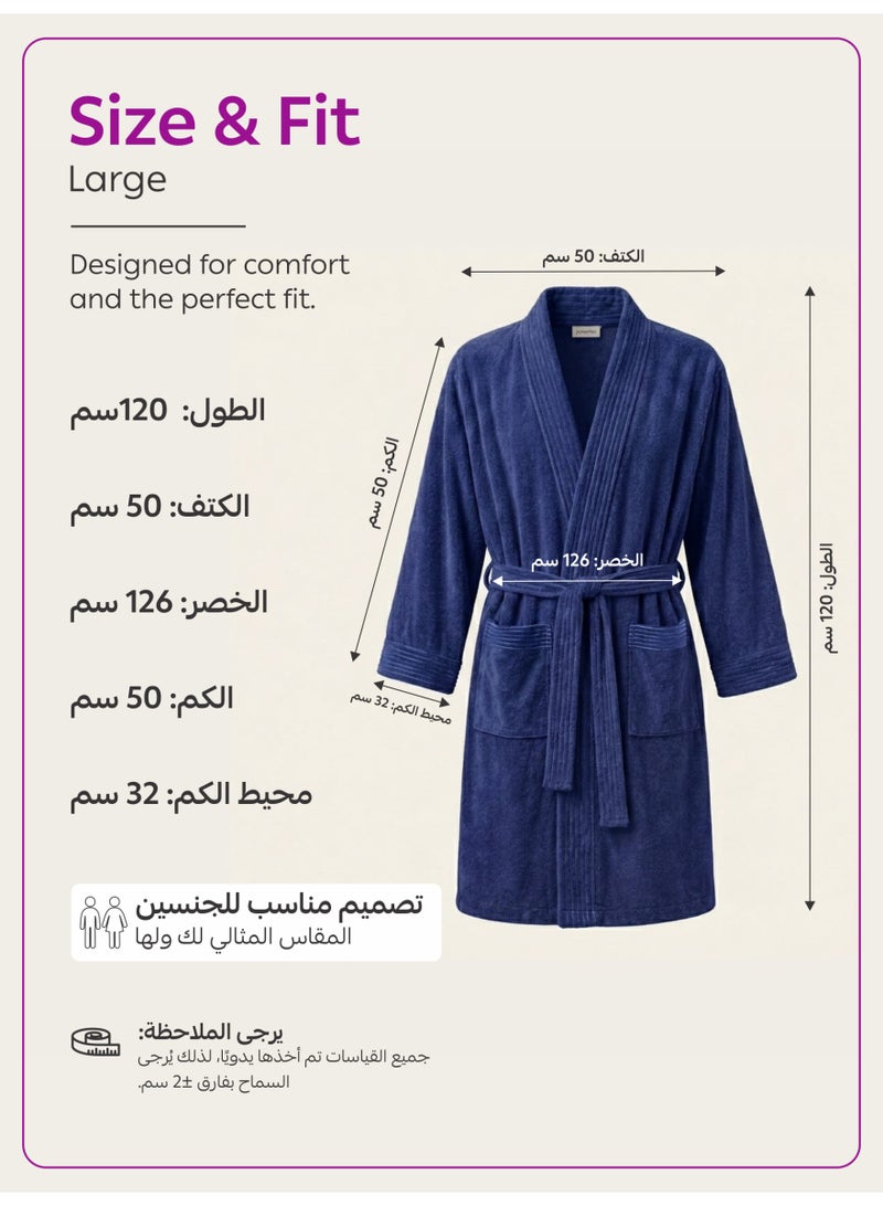 Donetella 1-Pcs Unisex  Bathrobe  L Size - Kimono Collar, Highly Absorbent, Quick Dry, Soft Spa Robe with Belt & Pockets - Microfiber 330 GSM, Everyday Use - Image 4