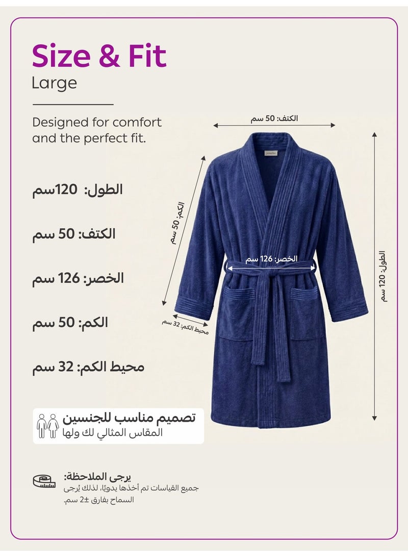 Donetella 1-Pcs Unisex  Bathrobe  L Size - Kimono Collar, Highly Absorbent, Quick Dry, Soft Spa Robe with Belt & Pockets - Microfiber 330 GSM, Everyday Use - Image 5