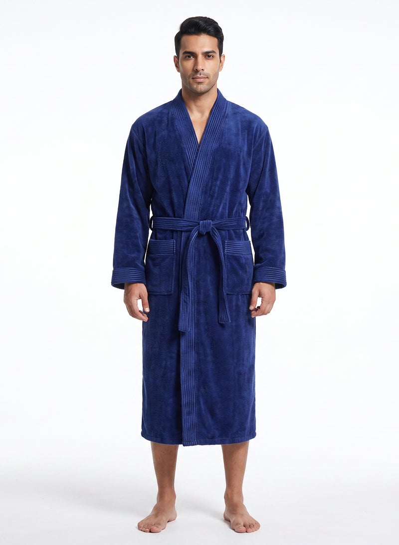 Donetella 1-Pcs Unisex  Bathrobe  L Size - Kimono Collar, Highly Absorbent, Quick Dry, Soft Spa Robe with Belt & Pockets - Microfiber 330 GSM, Everyday Use - Image 1
