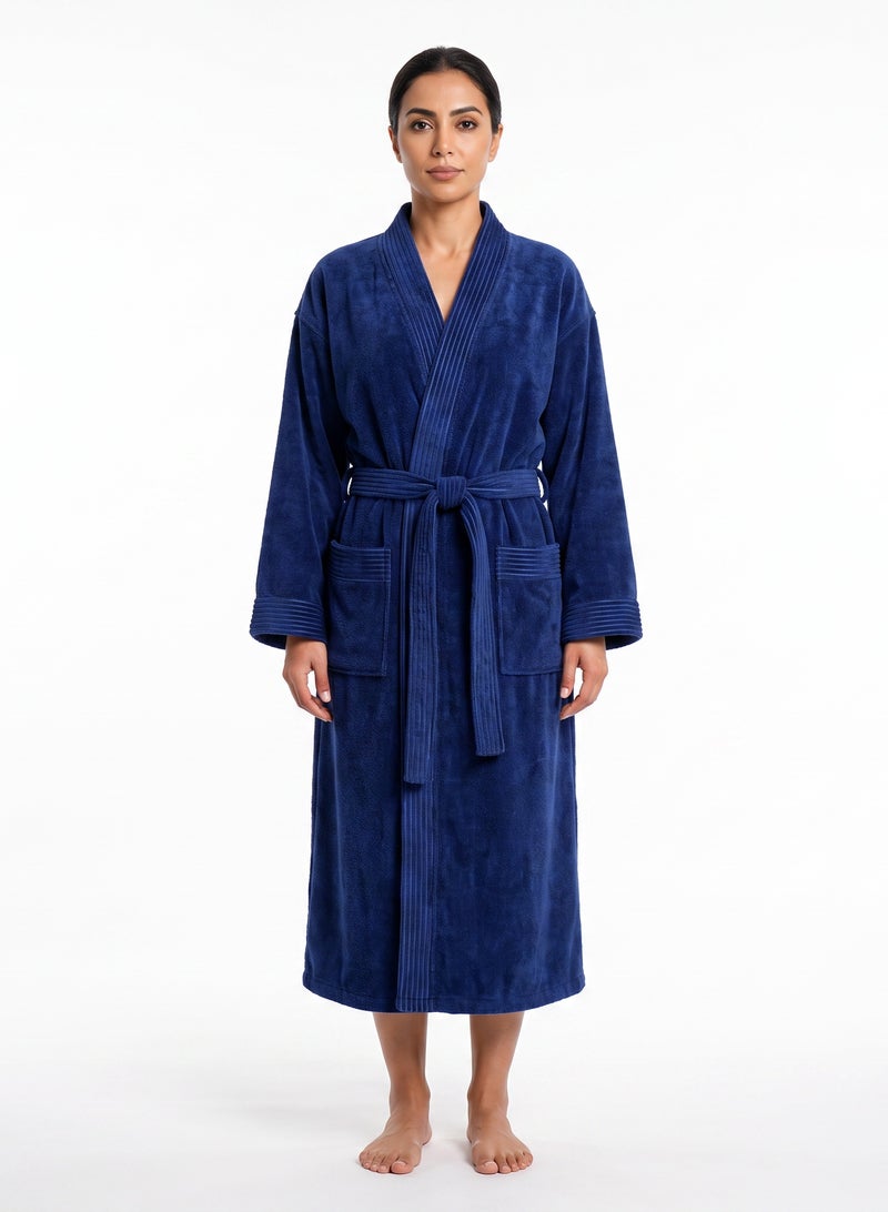 Donetella 1-Pcs Unisex  Bathrobe  L Size - Kimono Collar, Highly Absorbent, Quick Dry, Soft Spa Robe with Belt & Pockets - Microfiber 330 GSM, Everyday Use - Image 2