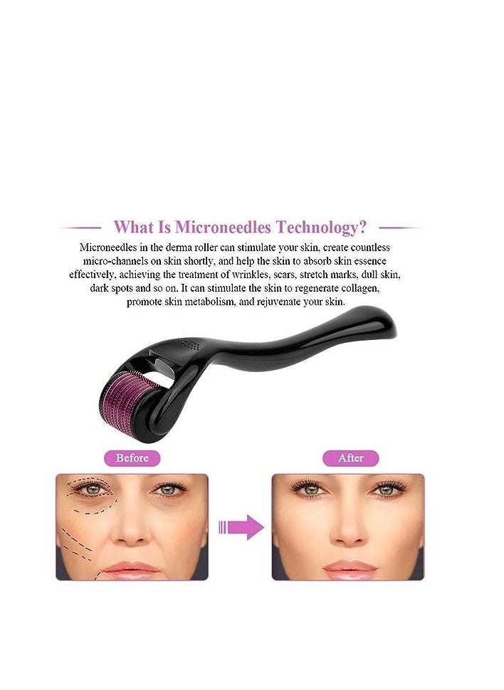 Derma Roller - Derma Roller 0.5 Microneedle for Face Body Skin Regeneration Facial Dermarolling for Beard Hair Regrowth 0.5mm Micro Needling for Wrinkle Stretch Marks Scar Cellulite Women Men - Image 1