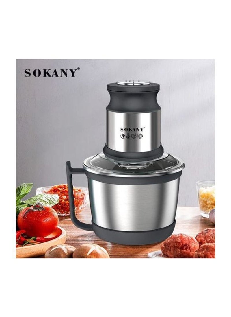 sokany Chopper & Grinder With DOUBLE LAYERS Stainless Bowl/3 L /4 Blades / 800 W - ( SK-7027)  - Image 2