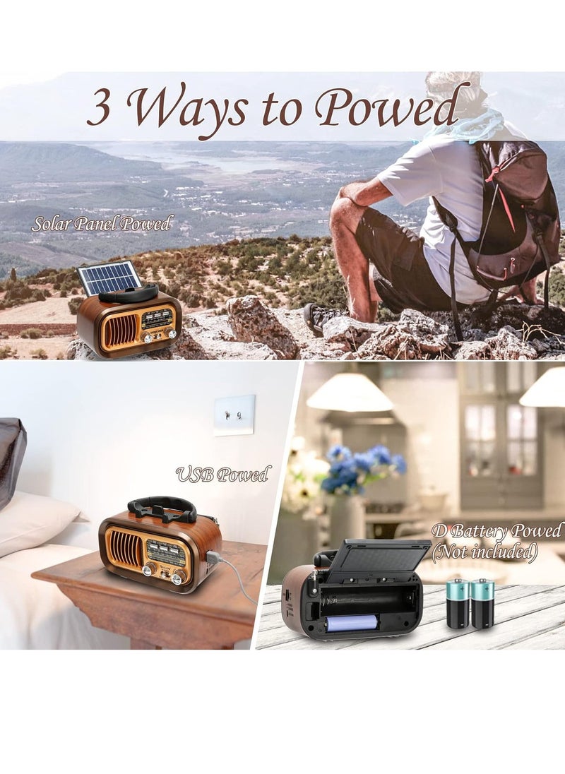 DOSCHER راديو صغير قديم مع بلوتوث، راديو ترانزستور محمول AM FM SW مع أفضل صوت، استقبال ممتاز، يدعم بطاقة TF و USB ومشغل MP3، شحن USB أو بالطاقة الشمسية - Image 5