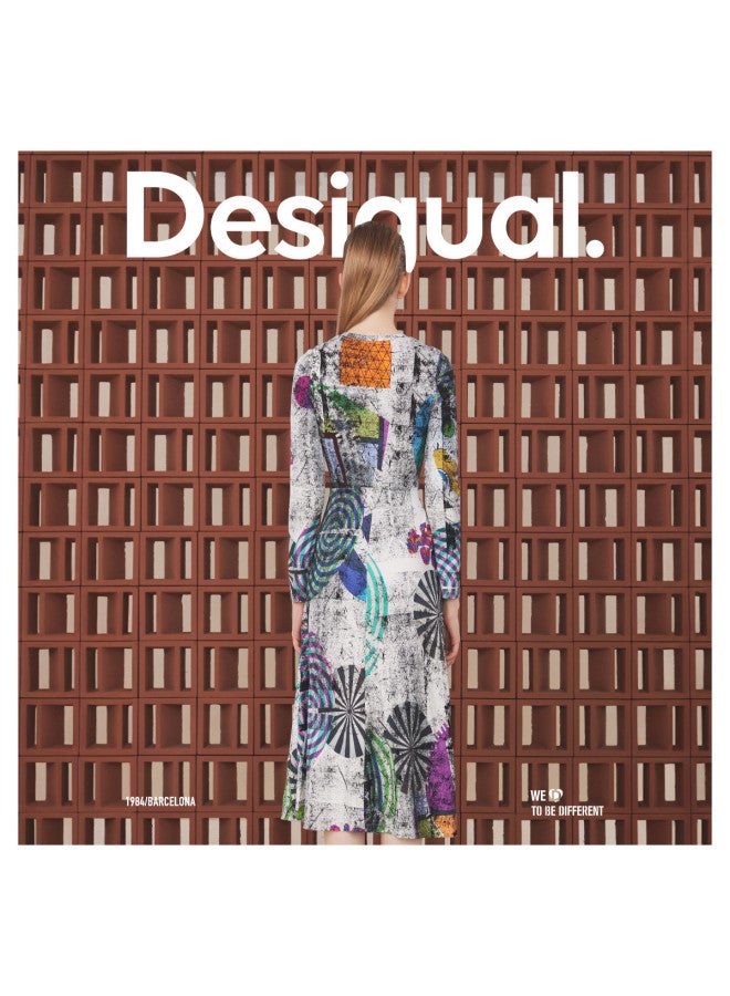 DESIGUAL slim Fit Stretchy Printed Waist-defining Long Dress - Image 5