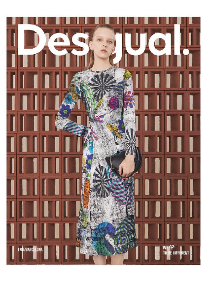 DESIGUAL slim Fit Stretchy Printed Waist-defining Long Dress - Image 1