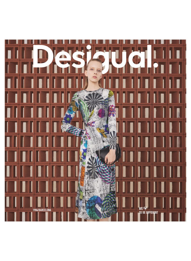 DESIGUAL slim Fit Stretchy Printed Waist-defining Long Dress - Image 2