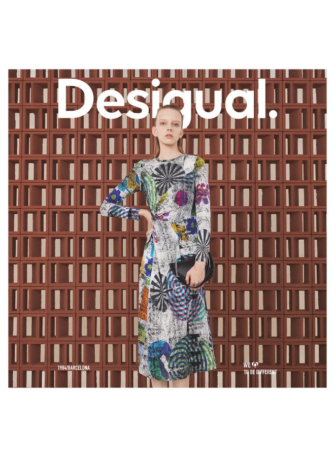 DESIGUAL slim Fit Stretchy Printed Waist-defining Long Dress - Image 4
